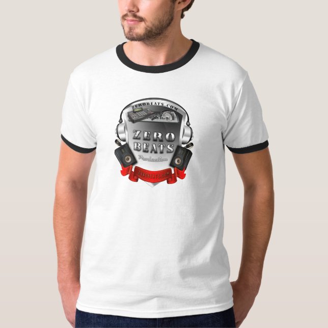 Null Schläge - weißes kurzes/Schwarzes mit Logo T-Shirt (Vorderseite)