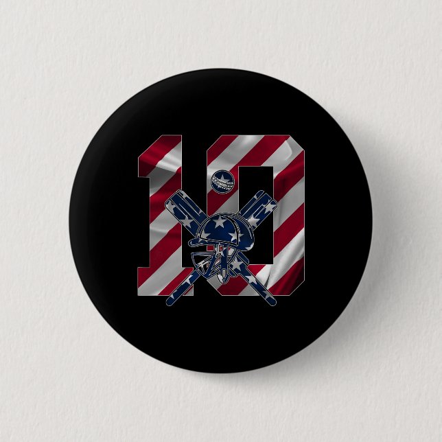 Number 10 Years Cricket 10th Birthday 2  Button (Vorderseite)