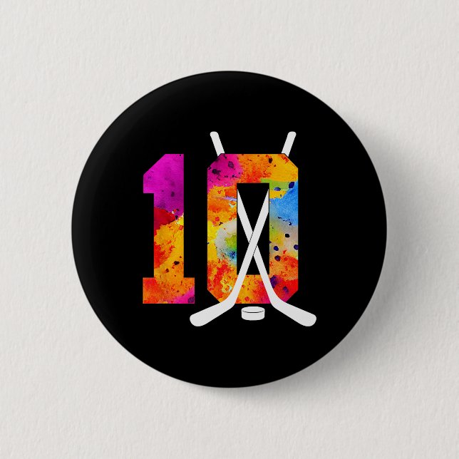 Number 10 Years Ice Hockey 10th Birthday (2)  Button (Vorderseite)