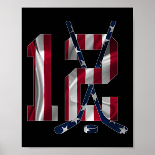 Number 12 Jahre Eishockey 12. Geburtstag  Poster