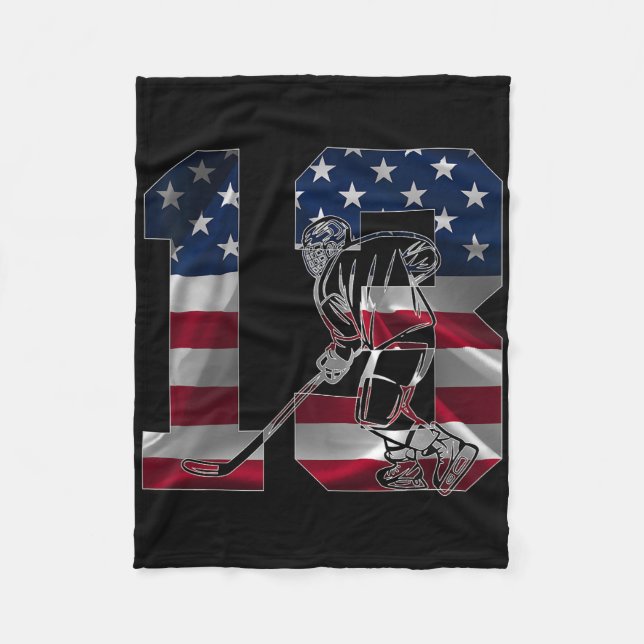 Number 13 Years Ice Hockey 13th Birthday  Fleecedecke (Vorderseite)