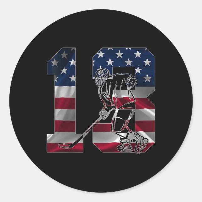 Number 13 Years Ice Hockey 13th Birthday  Runder Aufkleber (Vorderseite)