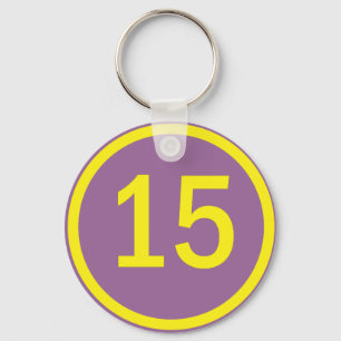 number 15 in a circle schlüsselanhänger