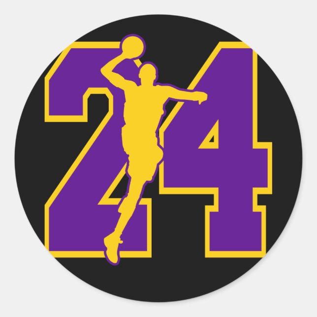 NUMBER 24 MIT BASKETBALL PLAYER RUNDER AUFKLEBER (Vorderseite)