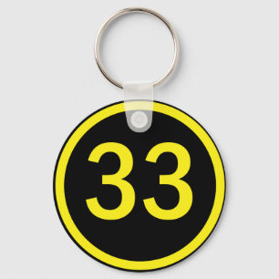 number 33 in a circle schlüsselanhänger