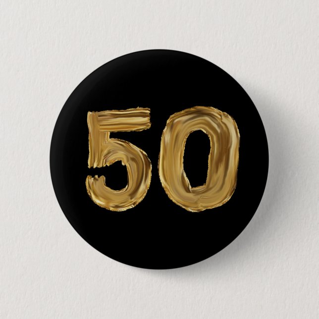 Number 50 Fifty Iridescent Text Classic Round Stic Button (Vorderseite)