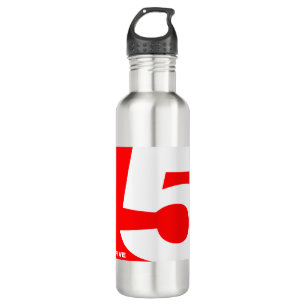 NUMBER-5-RED Five Minimal Black Funny Edelstahlflasche