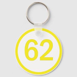 number, 62, in a circle schlüsselanhänger