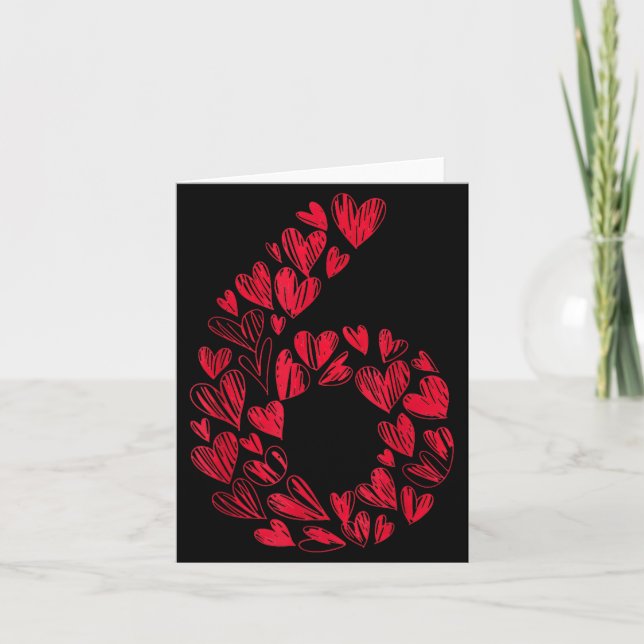 Number 6 - Cute Six Seven Hearts Matching 67 Valen Karte (Vorderseite)