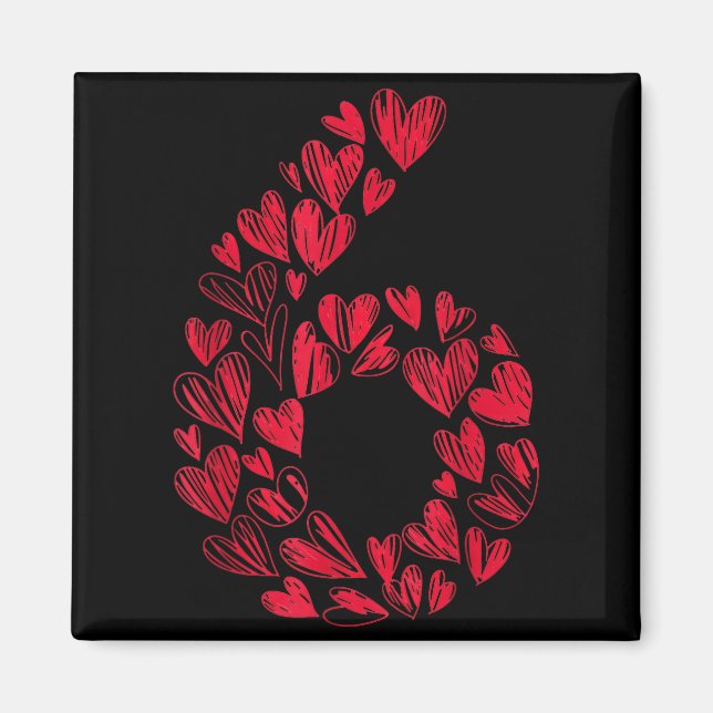 Number 6 - Cute Six Seven Hearts Matching 67 Valen Magnet (Vorne)