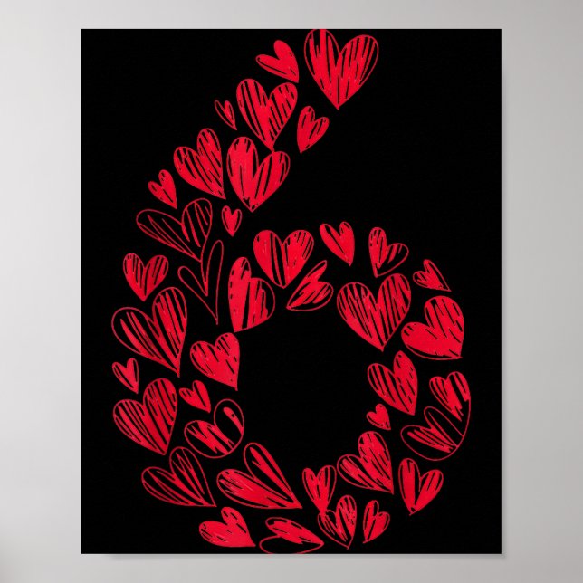 Number 6 - Cute Six Seven Hearts Matching 67 Valen Poster (Vorne)