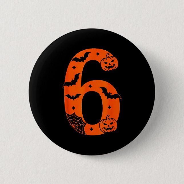 Number 6 Funny Six Seven Meme Halloween  Button (Vorderseite)