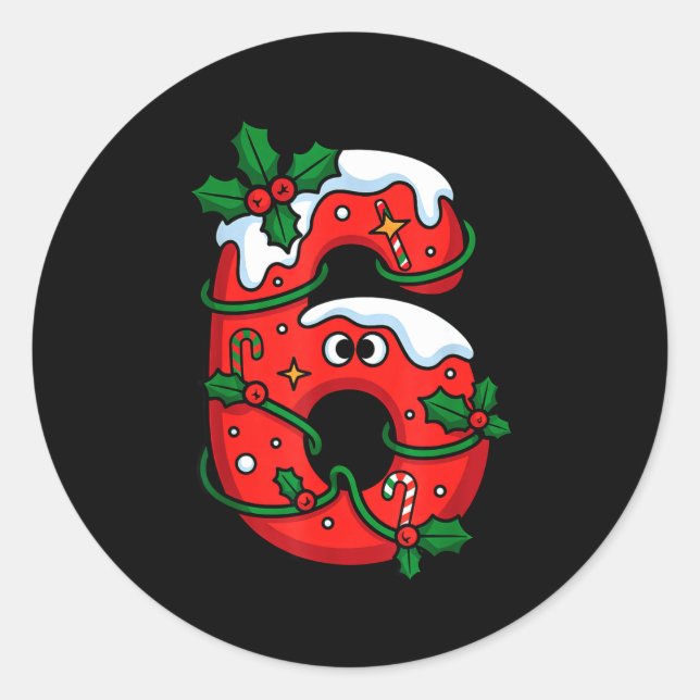 Number 6 Santa Costume Meme Christmas Matching Cou Runder Aufkleber (Vorderseite)