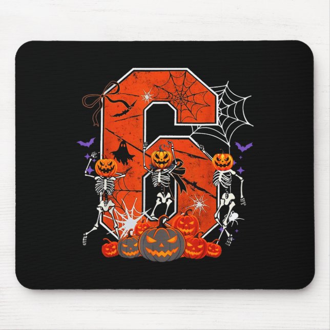 Number 6 Six Seven Meme 6 7 Halloween Dancing Skel Mousepad (Vorne)