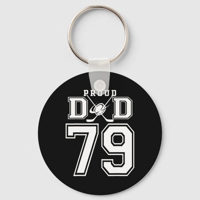 Number 79 Custom Proud Hockey Dad Personalized For Schlüsselanhänger (Vorderseite)