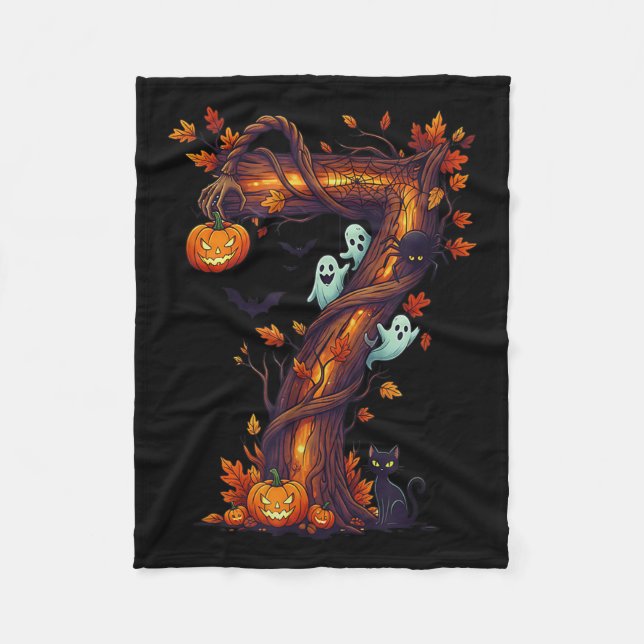 Number 7 67 Meme Halloween Pumpkin Costume Matchin Fleecedecke (Vorderseite)