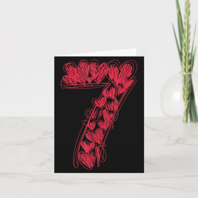 Number 7 - Cute 67 Matching Valentine  Karte (Vorderseite)
