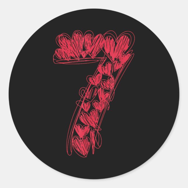 Number 7 - Cute 67 Matching Valentine  Runder Aufkleber (Vorderseite)