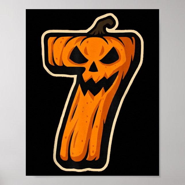 Number 7 Kürbis 67 Meme Passendes Halloween-Pärche Poster (Vorne)