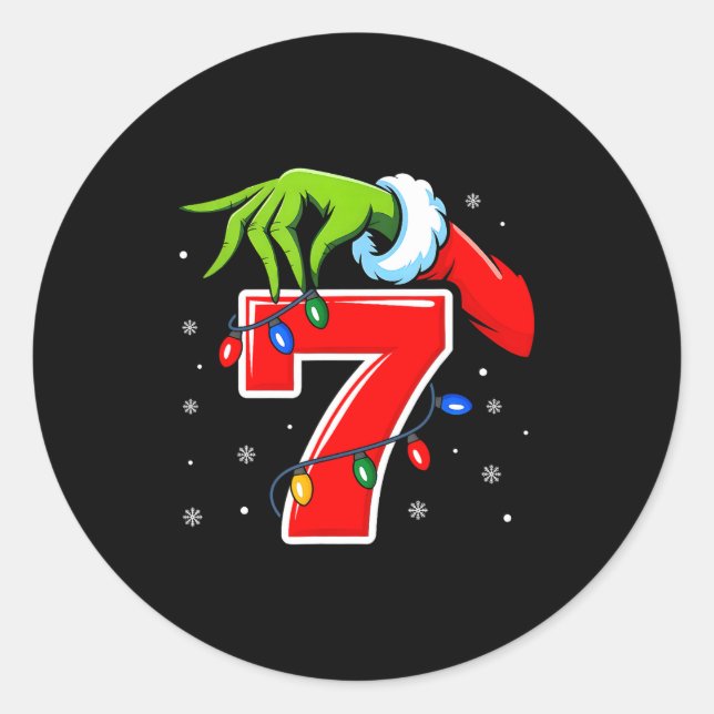 Number 7 Matching 67 Meme Christmas Elf Hand Boys  Runder Aufkleber (Vorderseite)