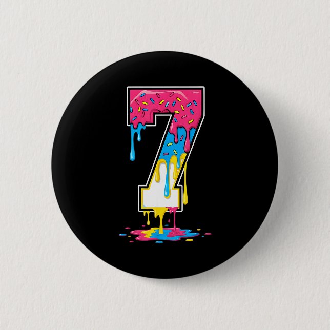 Number 7 Team Srts Ice Cream Drip Matching Varsity Button (Vorderseite)
