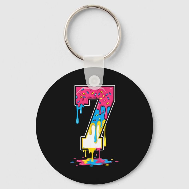 Number 7 Team Srts Ice Cream Drip Matching Varsity Schlüsselanhänger (Vorderseite)