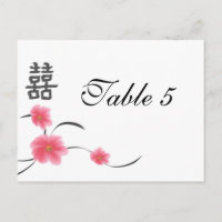Number Card Cherry Blossom Double Happiness