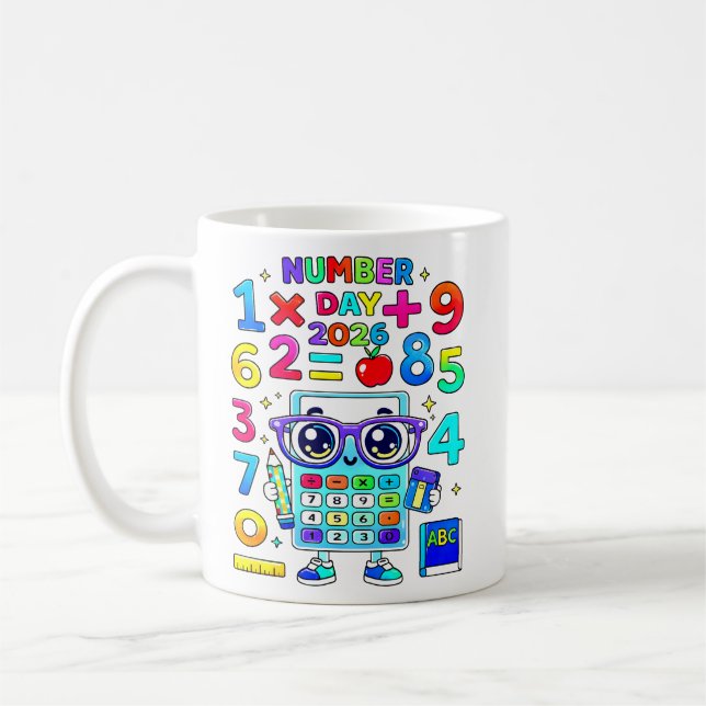 Number Day 2026 Calculator Character Math Design Kaffeetasse (Links)