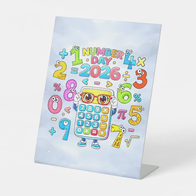 Number Day 2026 Calculator Math Design Sockelschild (Vorderseite)