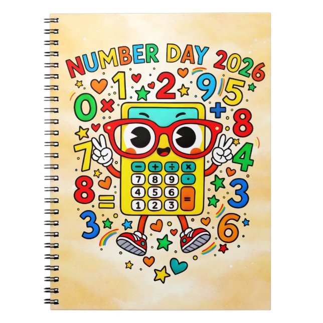 Number Day 2026 Calculator Math Notebook Notizblock (Vorderseite)