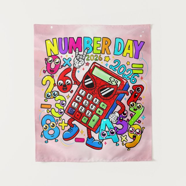 Number Day 2026 Colourful Maths Banner for Schools Wandteppich (Vorderseite)