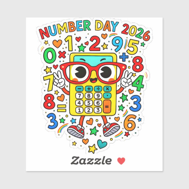 Number Day 2026 Colourful Maths Sticker for School (Feuille)