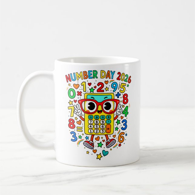 Number Day 2026 Cute Maths Calculator Mug Kaffeetasse (Links)