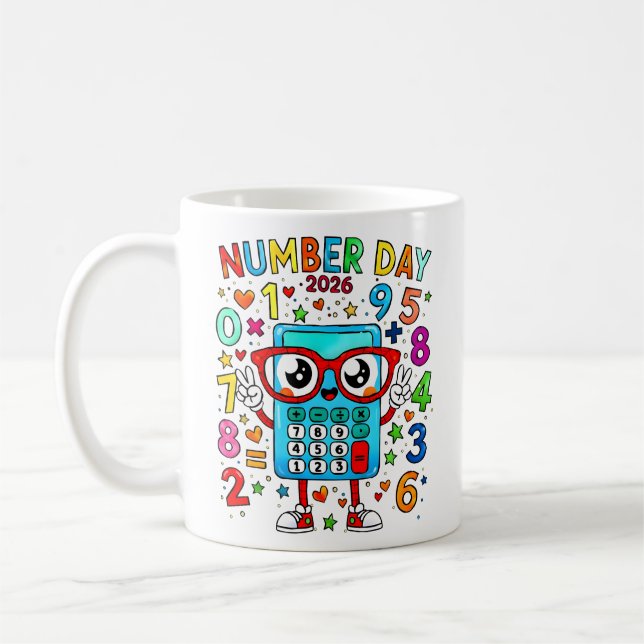 Number Day 2026 Cute Maths Calculator Mug Kaffeetasse (Links)