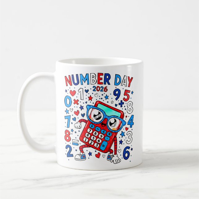 Number Day 2026 Cute Maths Calculator Mug Kaffeetasse (Links)