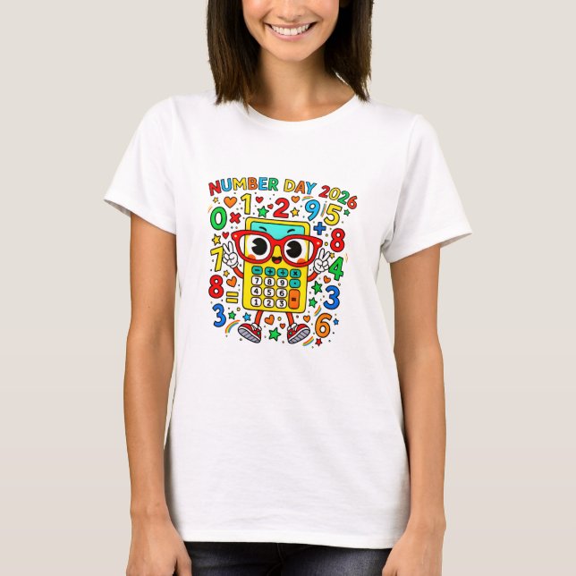 Number Day 2026 Cute Maths Calculator T Shirt (Vorderseite)