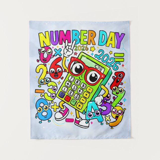 Number Day 2026 Maths Banner for Schools Wandteppich (Vorderseite)