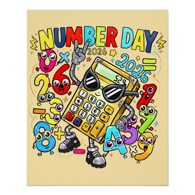 Number Day 2026 Maths Poster for Kids UK Classroom (Vorderseite)
