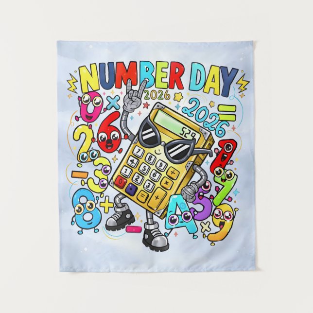 Number Day 2026 Maths Rockstar Banner for Schools Wandteppich (Vorderseite)