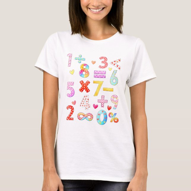 Number Day Colorful Math Symbols T Shirt (Vorderseite)