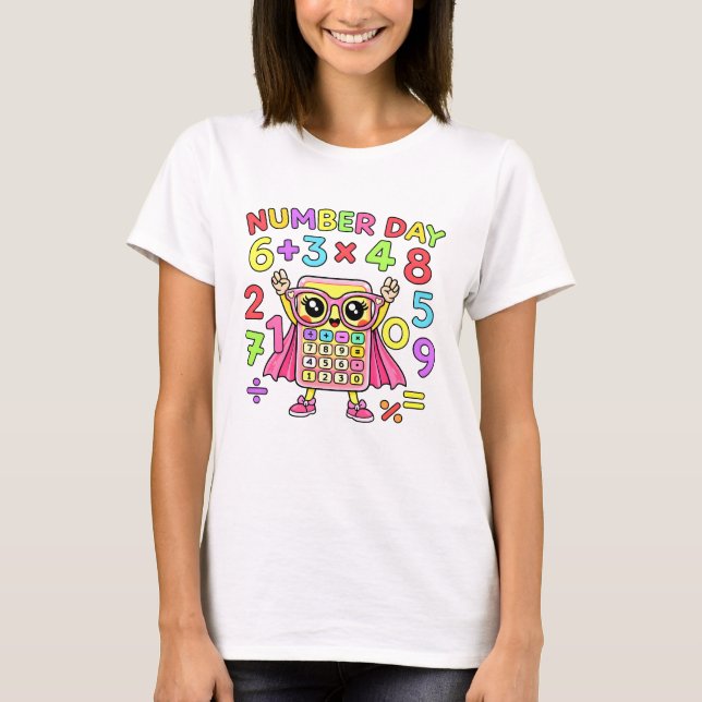 Number Day Cute Calculator Character Math T Shirt (Vorderseite)