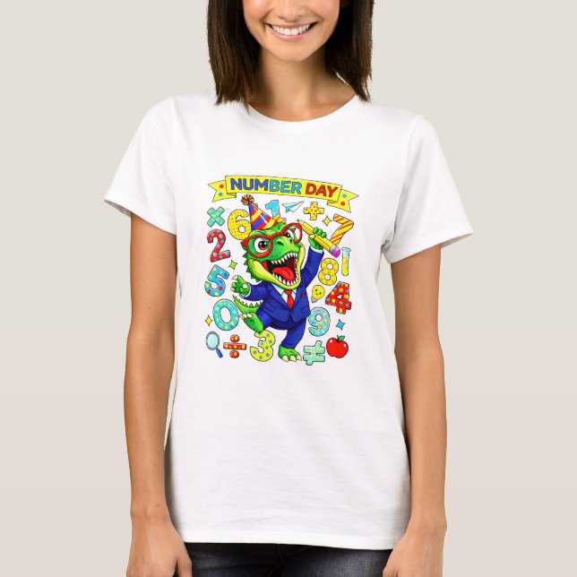 Number Day Dinosaur Math T Shirt for Kids (Vorderseite)