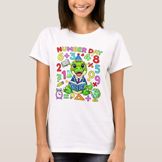 Number Day Dinosaur Maths T Shirt for Kids (Vorderseite)