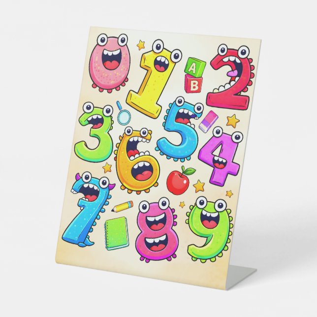 Number Day Funny Cartoon Numbers Design Sockelschild (Vorderseite)