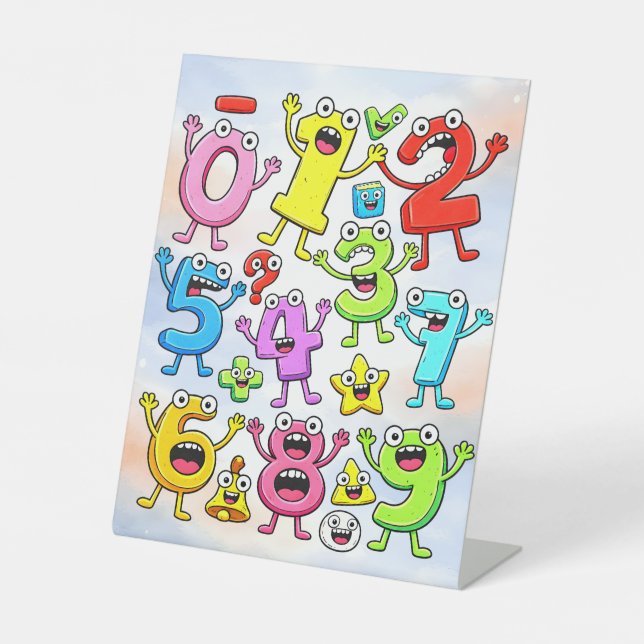 Number Day Funny Cartoon Numbers Design Sockelschild (Vorderseite)