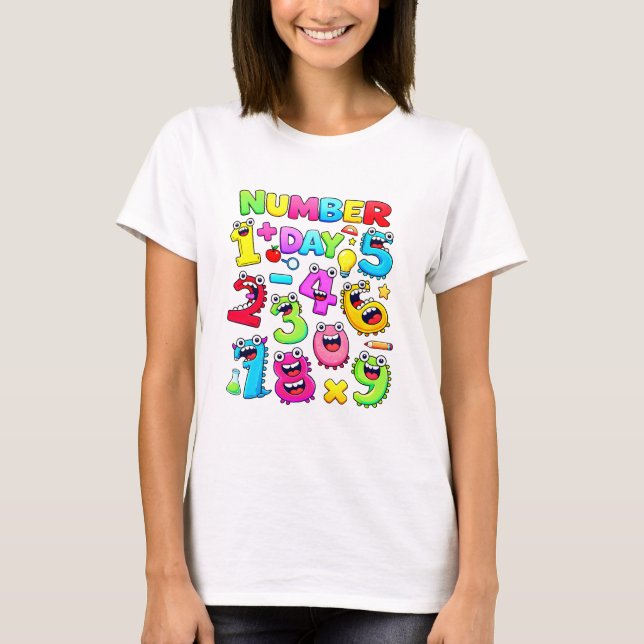 Number Day Funny Cartoon Numbers T Shirt (Vorderseite)