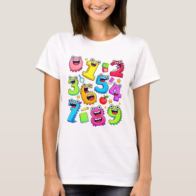 Number Day Funny Cartoon Numbers T Shirt (Vorderseite)