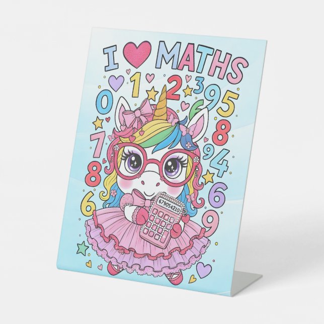 Number Day I Love Maths Pedestal Sign for Schools Sockelschild (Vorderseite)