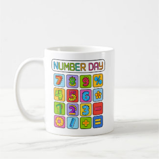 Number Day Math Icons Calculator Design for Kids Kaffeetasse