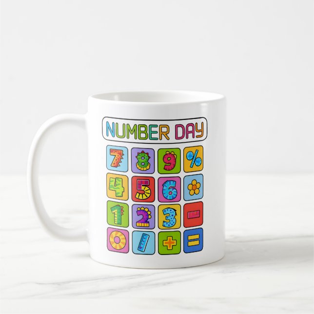 Number Day Math Icons Calculator Design for Kids Kaffeetasse (Links)